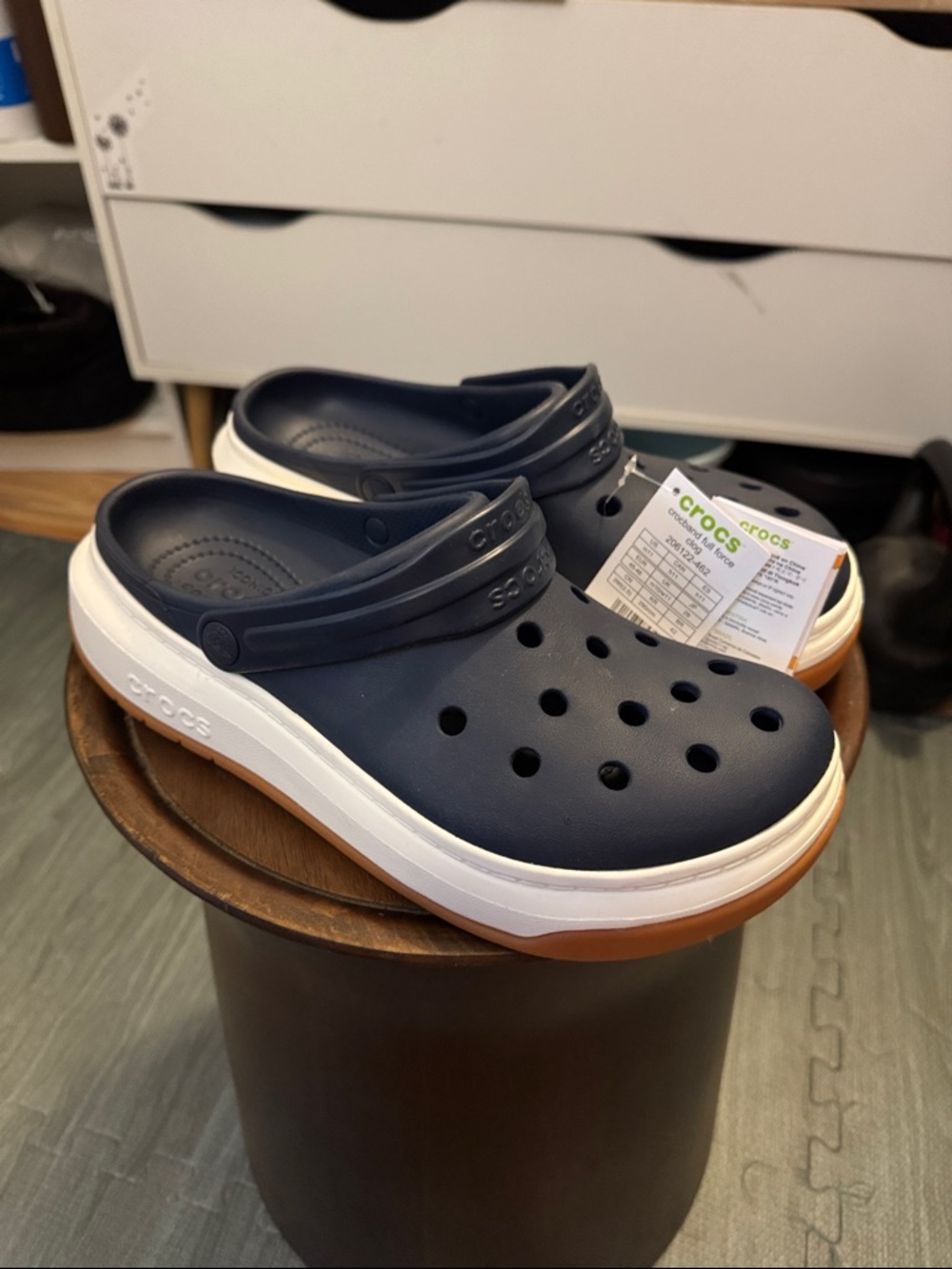 CROCS Clog in Navy, White & Gum sole